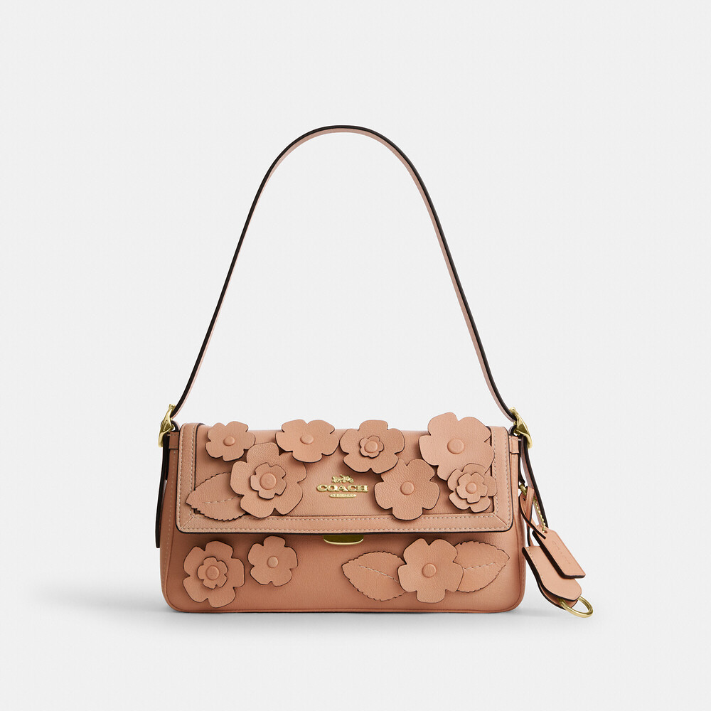 Coach Outlet Etta Small Flap Shoulder Bag With Floral Applique